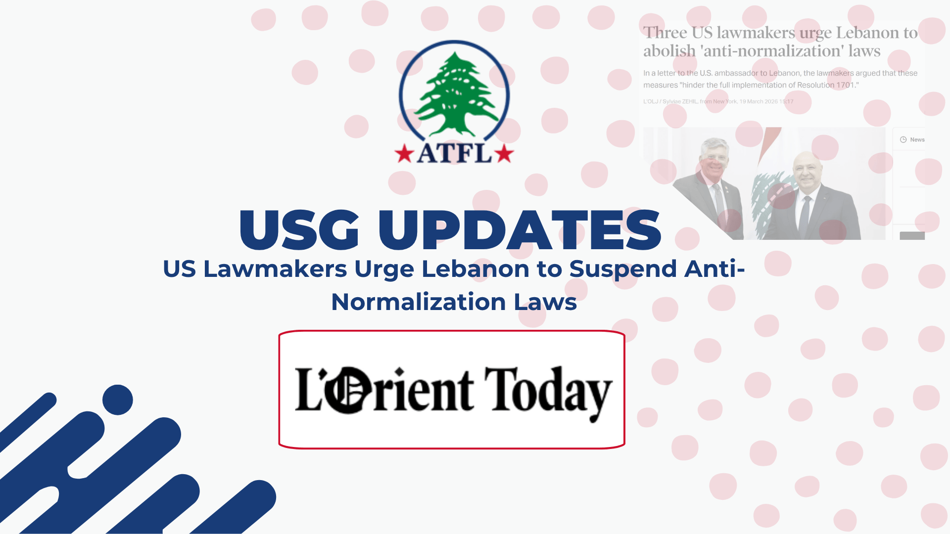 U.S. Lawmakers Urge Lebanon to Suspend Anti-Normalization Laws
